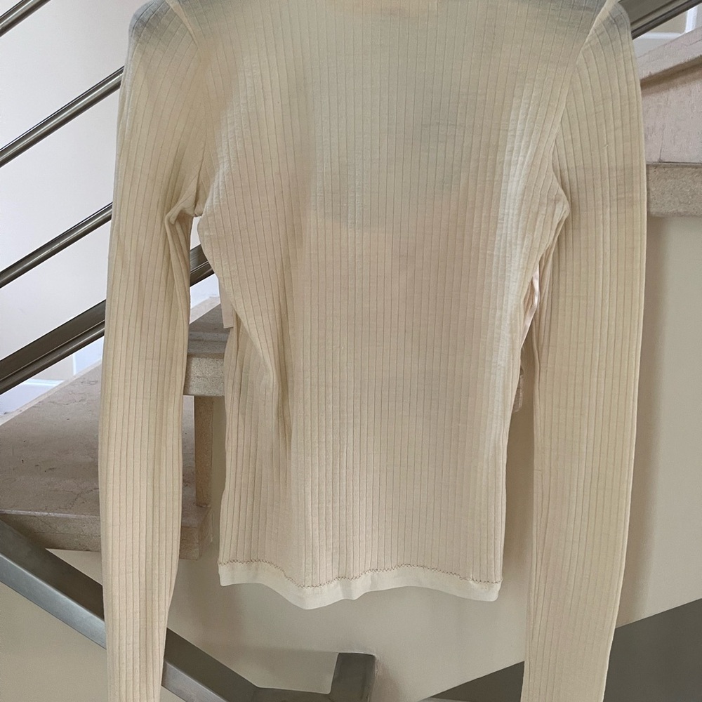 Cream long sleeve Lace knit bra style Top - Picture 2 of 12